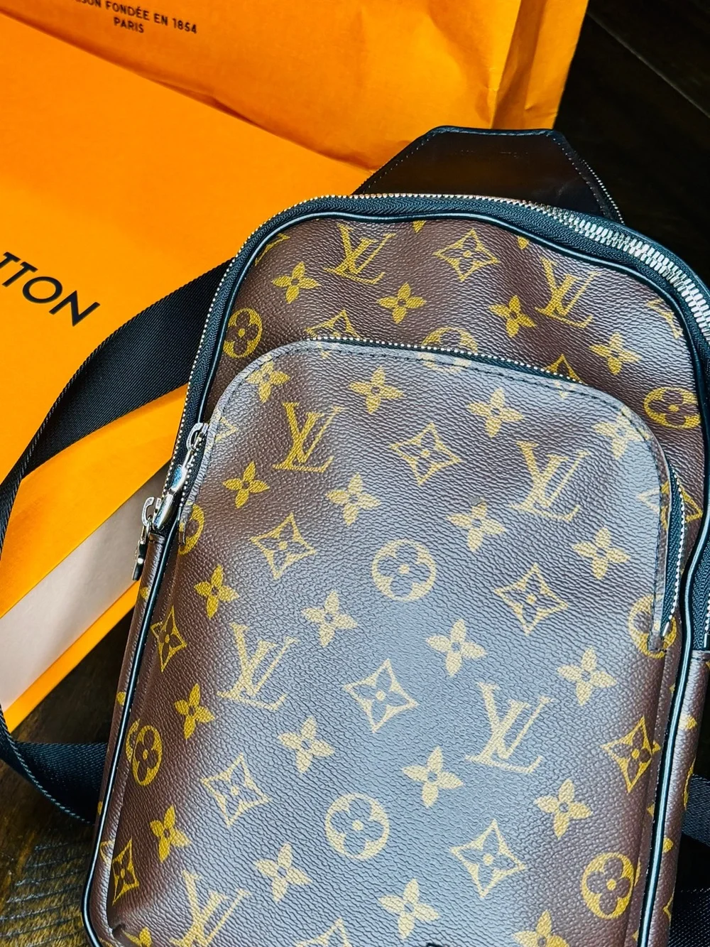 Louis Vuitton Brown Monogram Canvas Belt Bag with Gold Accents